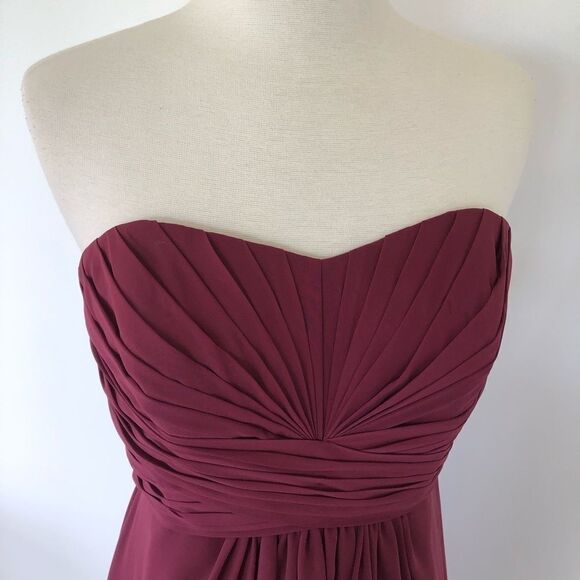 New David's Bridal Chiffon Dress Red Wine Style F15555 Bridesmaids Dress Maxi - Picture 13 of 13